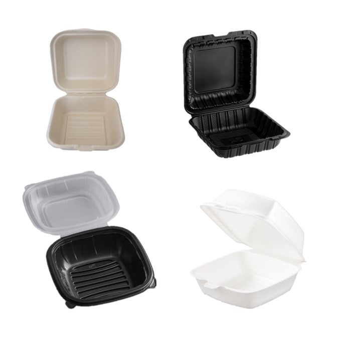 6" x 6" 1-Compartment Hinged To-Go Food Container