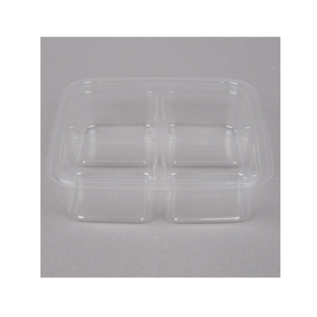 Shallow 4-Compartment Compostable Container & Lid