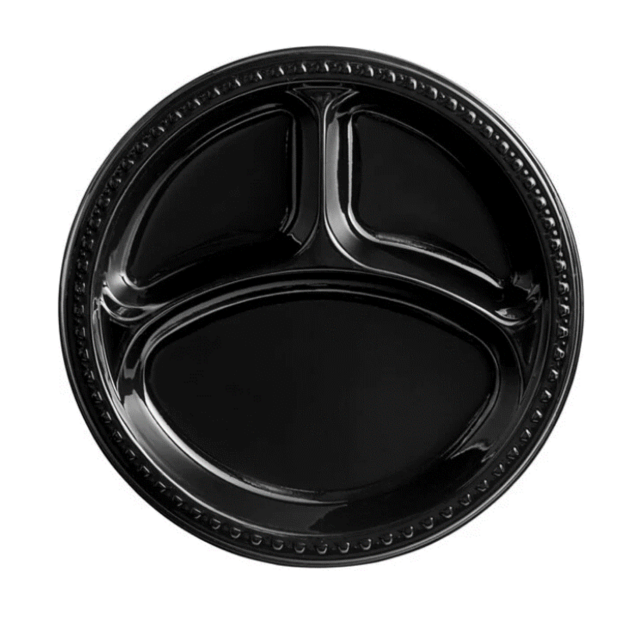 Heavy Duty Plastic 3-Compartment Plate