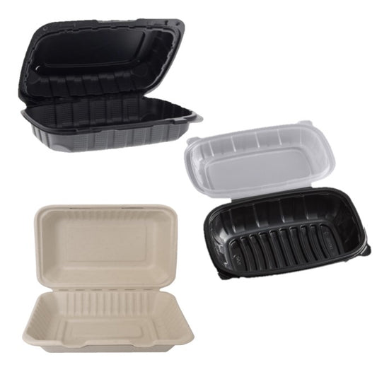 9" x 6" 1-Compartment Hinged To-Go Food Container