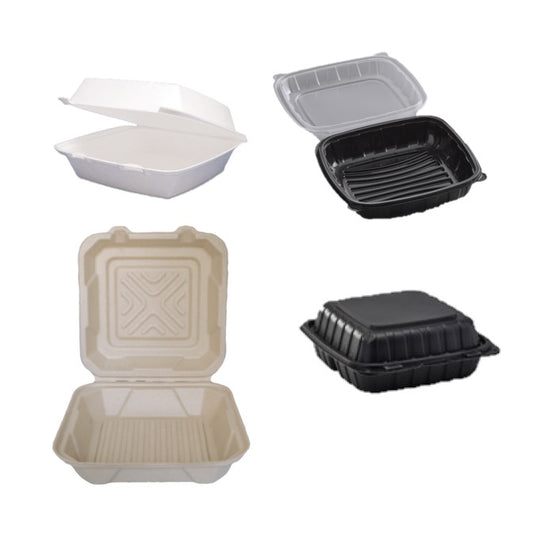 9" x 9" 1-Compartment Hinged To-Go Food Container